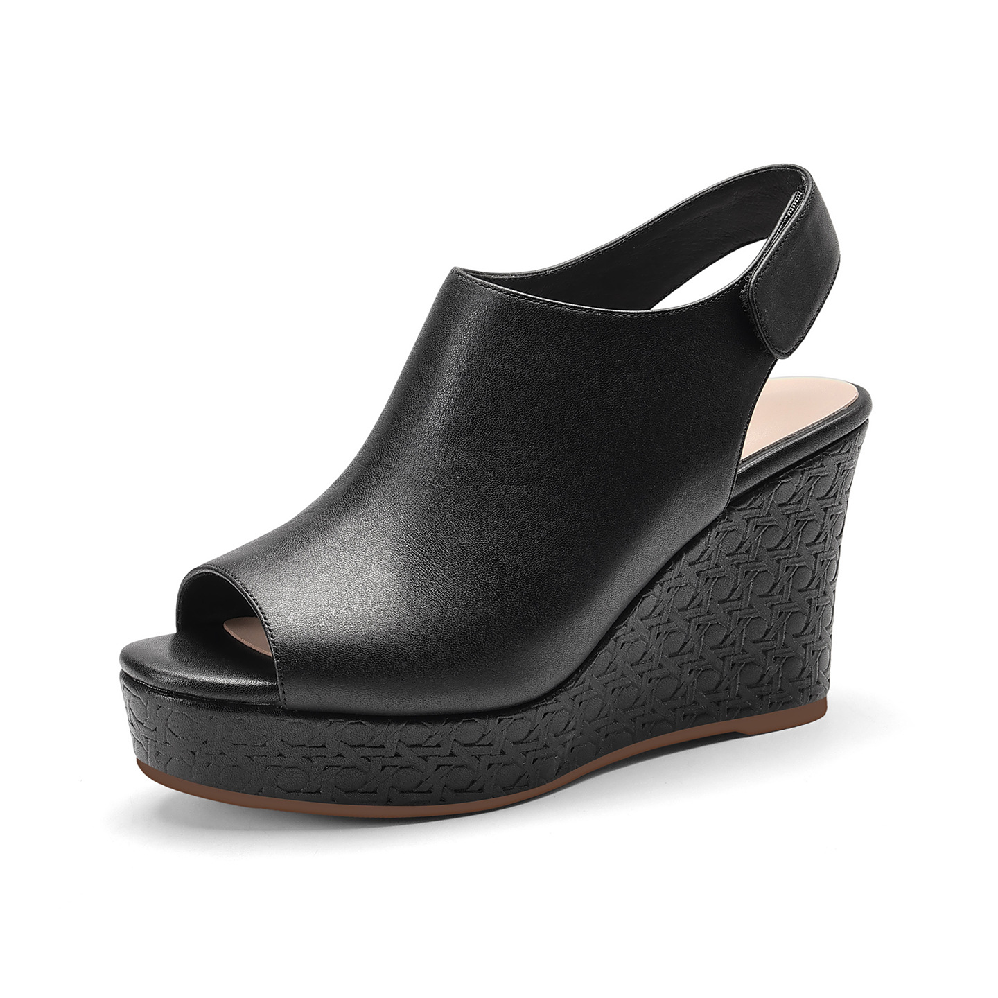 Sandal cao gót nữ quai ngang mũi hở đế xuồng gót 9 cm — màu đen, màu trắng ngà