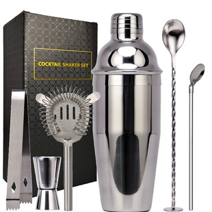 Bar Bartending Tools 6-Piece Basic Set Cocktail Making Stainless Steel Shaker Boston Measuring Cup Mixer