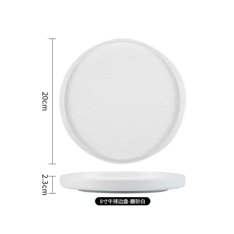 Juego de platos de alta gama en blanco y negro japonés personalizado exportación transfronteriza tazón de cerámica plato de comida occidental plato de fiador vajilla de cerámica