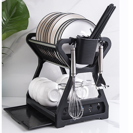 Estante de almacenamiento de cocina tazón y plato estante de almacenamiento mesa de drenaje estante de tazón vajilla palillos armario doméstico multi-capa organizador rack