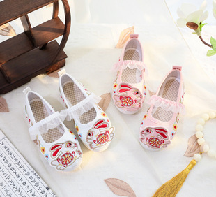 Han Dynasty Embroidered Shoes, Girls' Shoes, Ethnic Style Costume Embroidered Cloth Shoes, Kidsren's Dance Shoes, Tbottomon Soles, Chinese Style Shoes