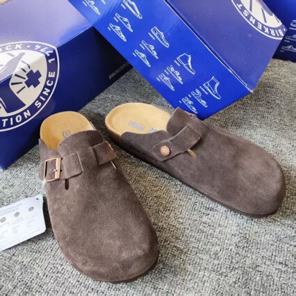 Factory Direct Sale Genuine Leather Foreign Trade In-Stock Closed-Toe Slippers Birkenstock Shoes Summer Cork Slippers Boston