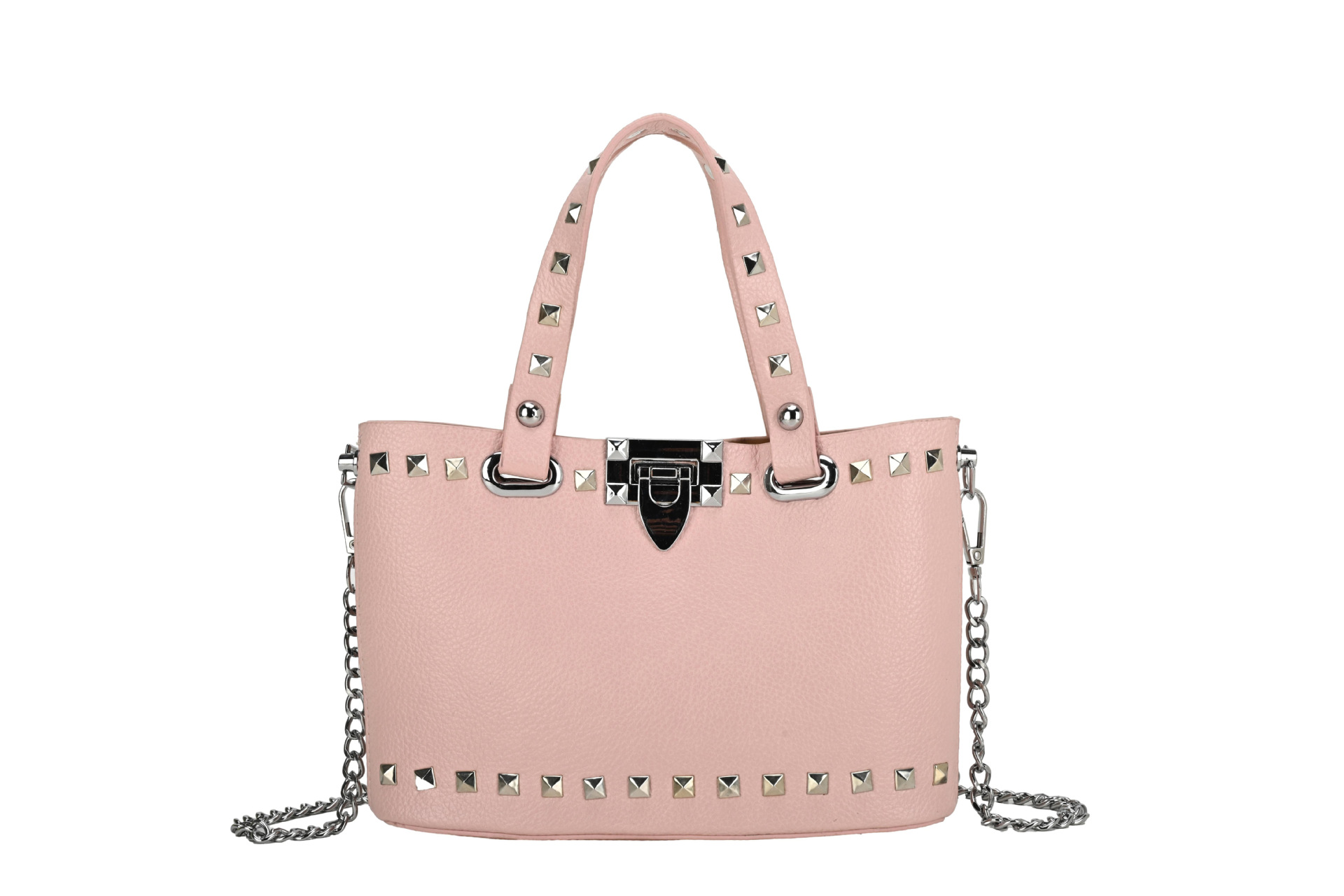 Bolso para mujeres 2026 nueva moda transfronteriza bolso de mano de moda alta sensación lichi remaches mochila de hombro