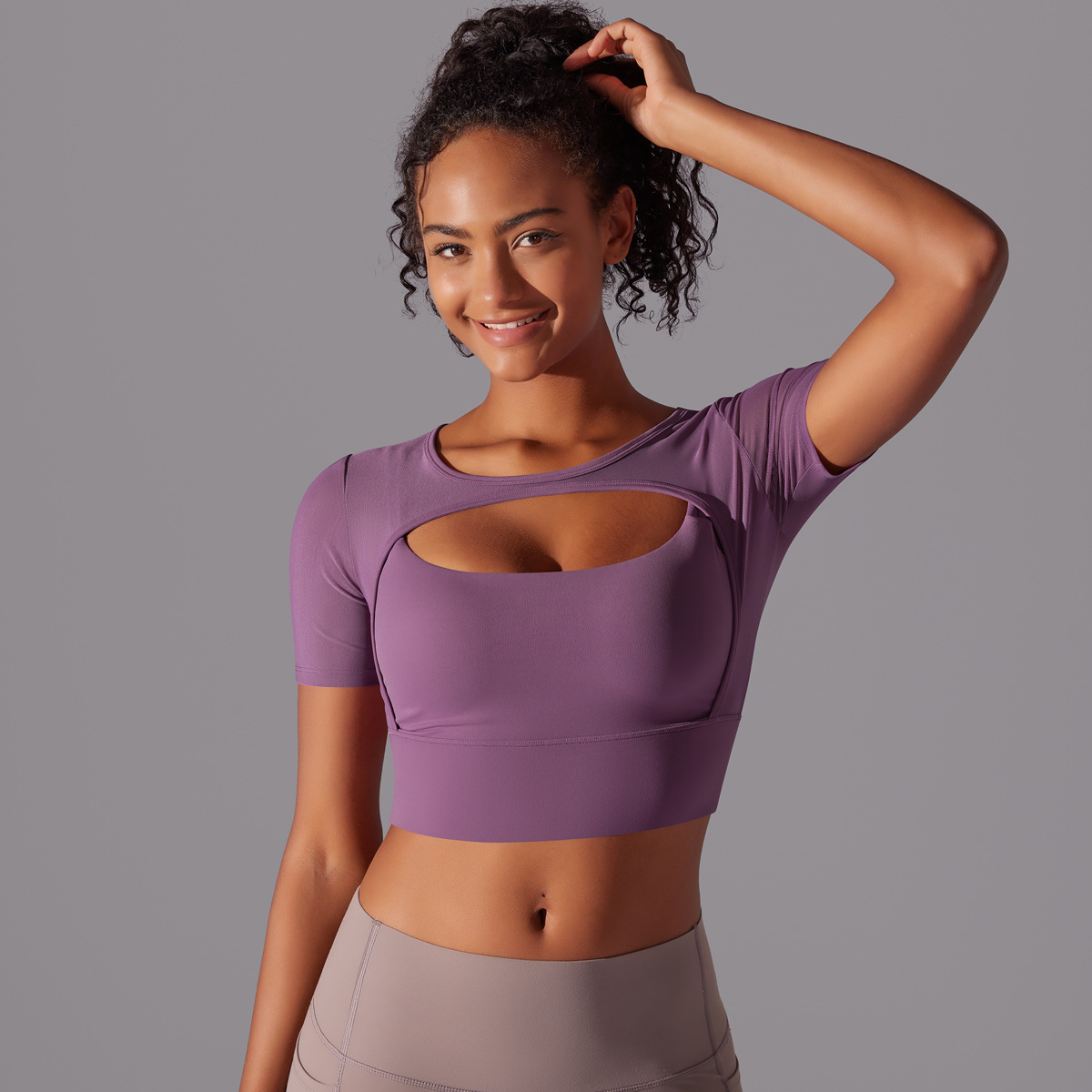182g Weight Short Sleeve Sleeve Length Pullovers Placket Type Nylon, Spandex Fabric Type Short Top Length T-shirt Tops Type Yoga, Sports Occasion Round Neck Neckline Solid Color Pattern Women Gender Hollow Out Craft Fitness Sport Style Solid Color Nylon Spandex Round Neck Hollow Out Active Tops T-shirt 45