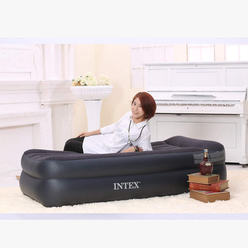 Intex Air Mattress Inflatable Mattress Outdoor Camping Sleeping Pad Flocked Pvc Household Single Heightening 64122 Wholesale