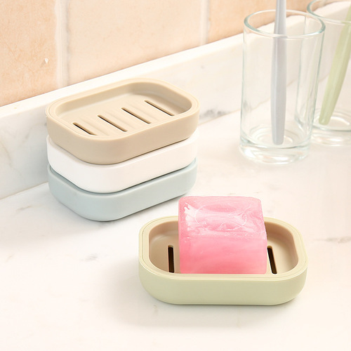 Nordic color double-layer drain soap box with lid creative bathroom plastic soap rack waterproof soap rack storage rack