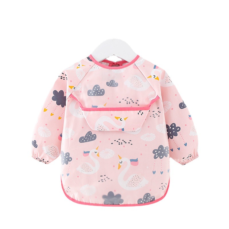 Abrigo impermeable para niños, con babero anti-sucio de algodón puro, manga larga, ideal para otoño e invierno, para bebés y niñas.