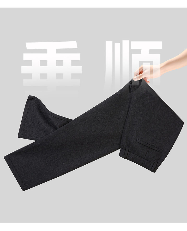 Quần âu nam ống thẳng lưng giữa co giãn chống nhăn phong cách công sở — Màu xanh hải quân, đen chi tiết 10