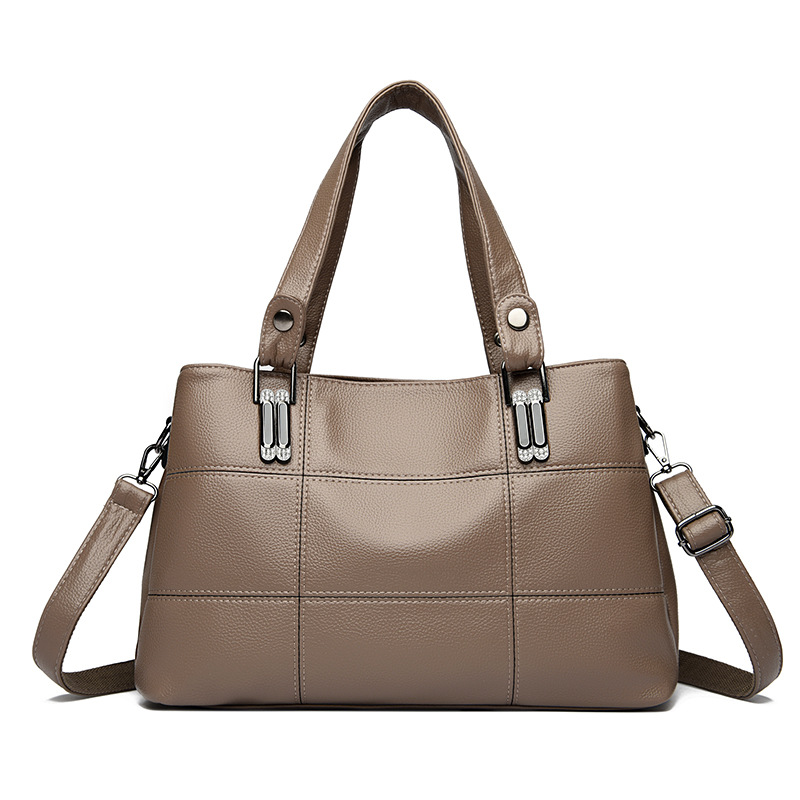 Transfronterizos PU bolsos de mano para mujeres nuevas bolsas de mano simples de gran capacidad, bolsas de moda de madres de mediana edad