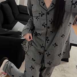 纯绵秋款长袖女睡衣家居服
