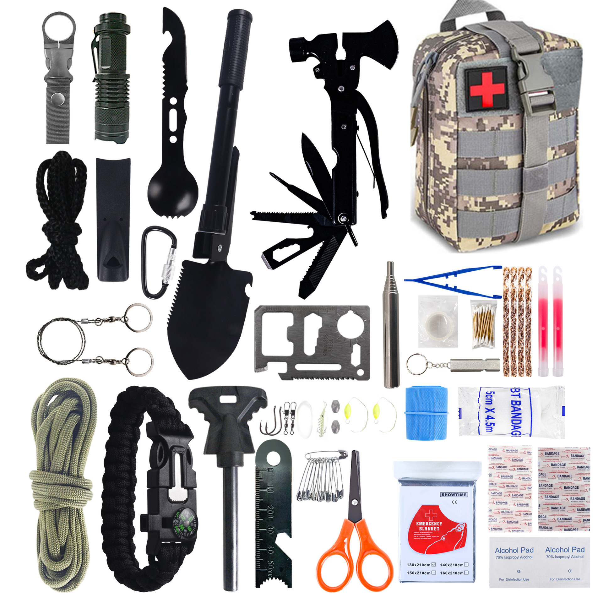 Equipo de camping al aire libre camping herramientas de supervivencia traje Kit de supervivencia de emergencia multifuncional suministros de supervivencia al aire libre