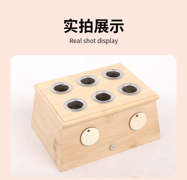 Bamboo Moxibustion Box 6-Hole Warming Device Portable Moxa Burner for Home Spa Wellness Use in use