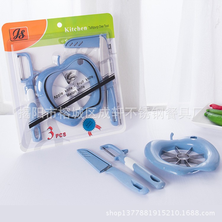 Trigo plástico Apple cortador de múltiples funciones fruta corte separador cocina gadget traje