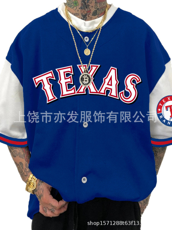 24NFL野球ユニフォーム ユーススポーツウェア 欧米風大きいサイズVネック半袖ジャケット アマゾンヤンキース|undefined