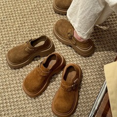 之可~博肯鞋女款2025新款秋季超火编织厚底增高百搭复古乐福鞋子