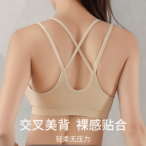 Summer thin strap beautiful backless camisole sleep underwear without wire small chest gathering yoga exercise underwear for women