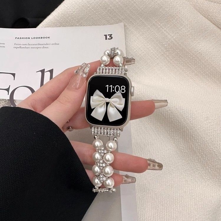 Ins Fragrant Style Suitable for AppleWatchS10Ultra Pearl Chain Strap Apple Watch 9876543 Women Ins Fragrant Style Suitable for AppleWatchS10Ultra Pearl Chain Strap Apple Watch 9876543 Women
