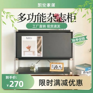 Stainless Steel Japanese Style Top-Flip Magazine Cabinet Bauhaus Style Living Room Narrow Slit Rack Storage Cabinet Bookcase Storage