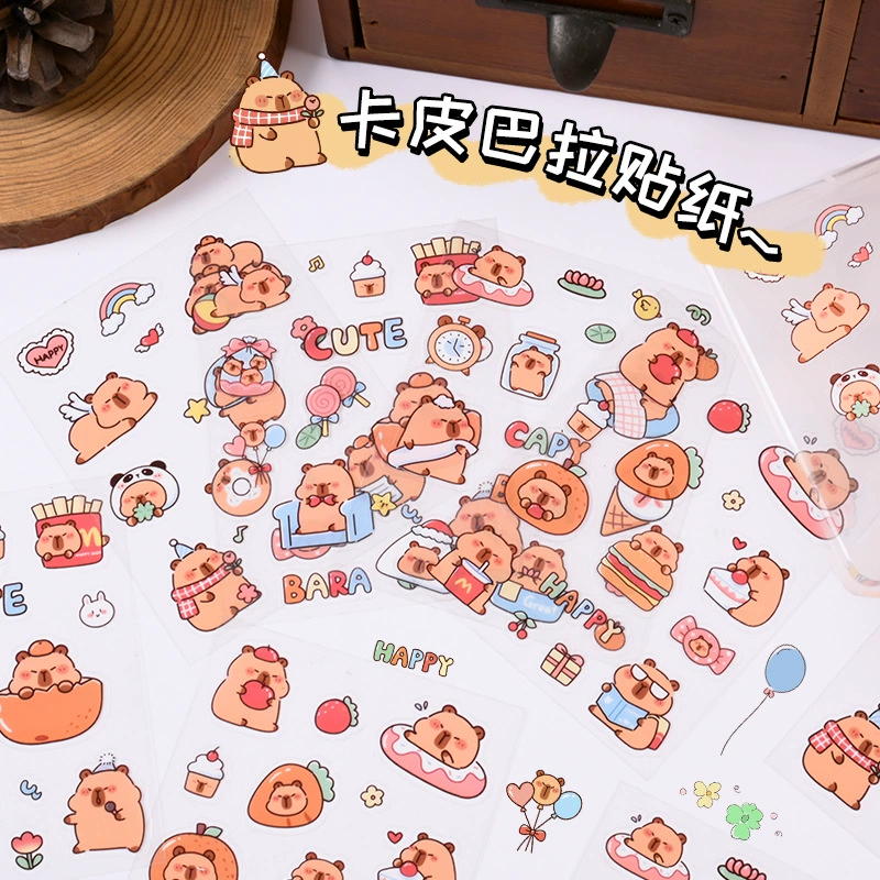 Картинки Картина Наклейка Бумажная сетка Красный капибарон Детская девочка стакан воды Пэт Гугу Наклейки Декоративные материалы