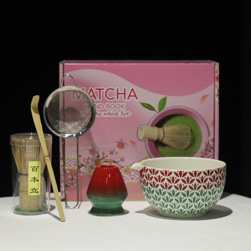 MATCHA跨境专供多款新品陶瓷5件套抹茶碗带嘴宋代点茶茶筅工具套|undefined
