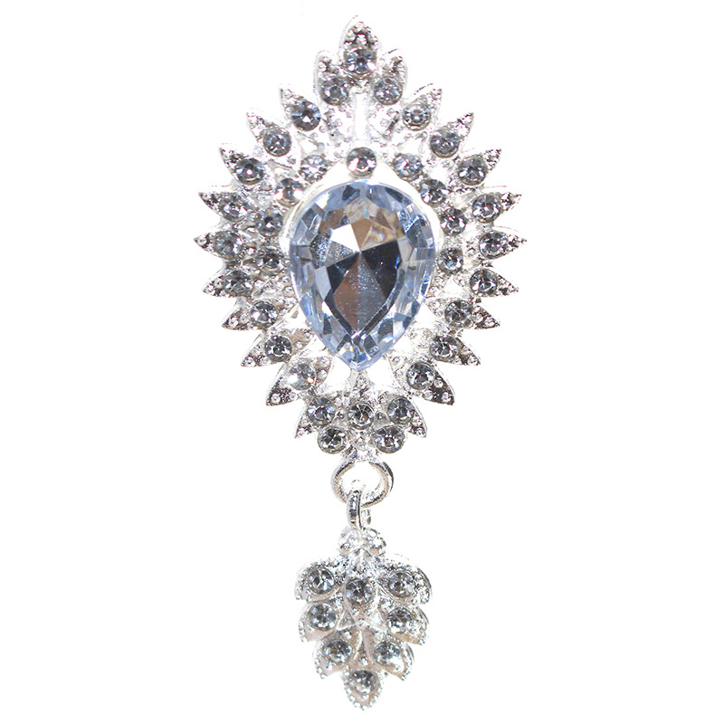 Nueva gota de agua colgante accesorios la joyería aleación puntiaguda gema inferior rhinestone plana material Decoración Ropa al por mayor