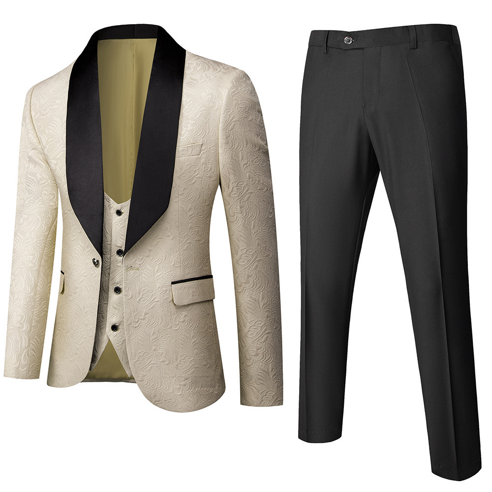 New Business Leisure for Men's Wedding and Groom Dress Hall Suit Three piece Set 3D_vogarts.com