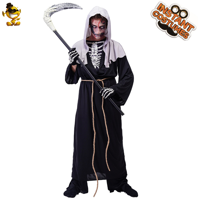 De Halloween de los hombres adultos la muerte fantasma hueso COSPLAY partido etapa rendimiento traje COSPLAY