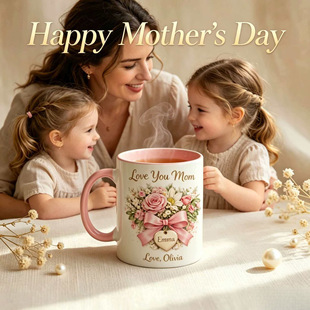 �羳Personalized Pink Floral Mug for Mom���܋����R�˱�ĸ�H��