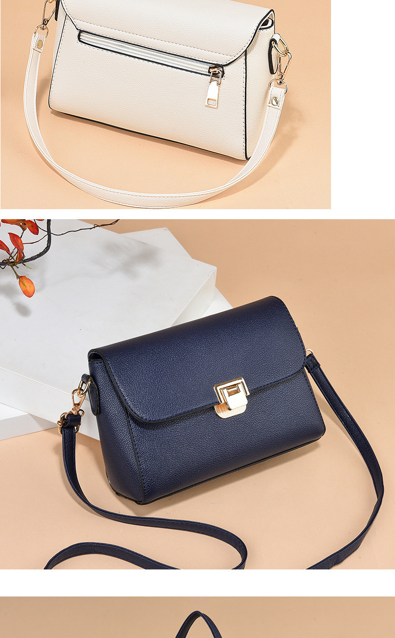 Women's Small Pu Leather Solid Color Basic Lock Clasp Crossbody Bag display picture 3
