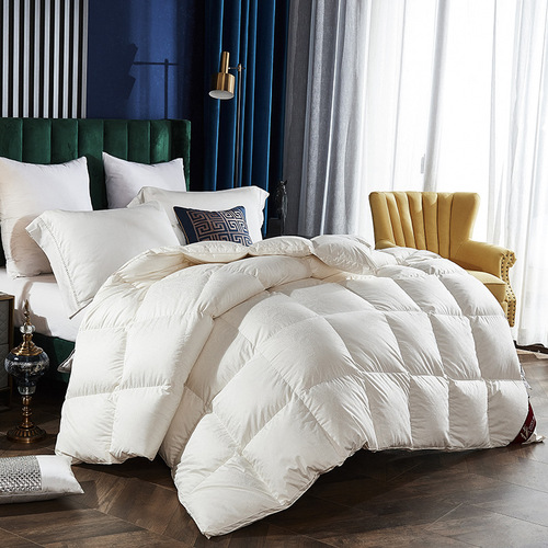 High-end Goose Down Comforter - Thick 95% White Goose Down Winter Blanket with Tassels, Suitable for Spring and Autumn