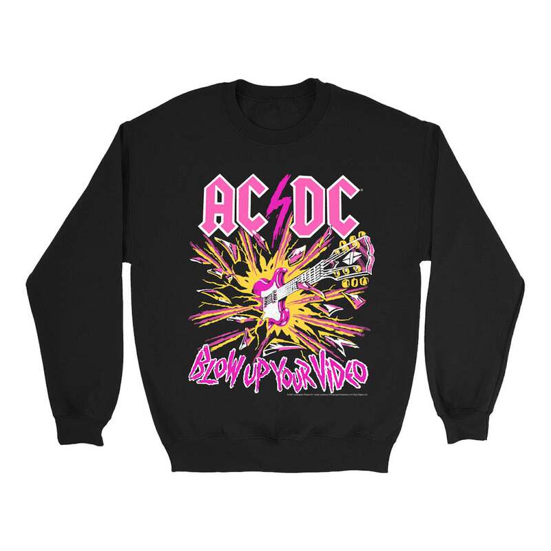 Angus Young Electric ACDC band rock punk European and American style retro round neck loose sweater