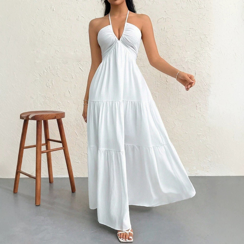 2026 Summer Cross-Border Women's Popular Deep V-Neck Bohemian Style Belted Wedding Festival Party Dress 2026 Summer Cross-Border Women's Popular Deep V-Neck Bohemian Style Belted Wedding Festival Party Dress