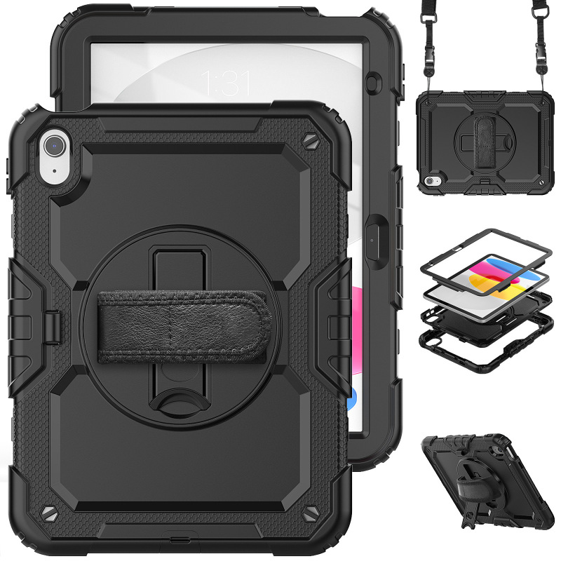 2025iPad 11 A16 Tablet Protective Case 10 Generation 10.9 Contrast Color Silicone PC Wrist Strap Anti-drop Case 2025iPad 11 A16 Tablet Protective Case 10 Generation 10.9 Contrast Color Silicone PC Wrist Strap Anti-drop Case