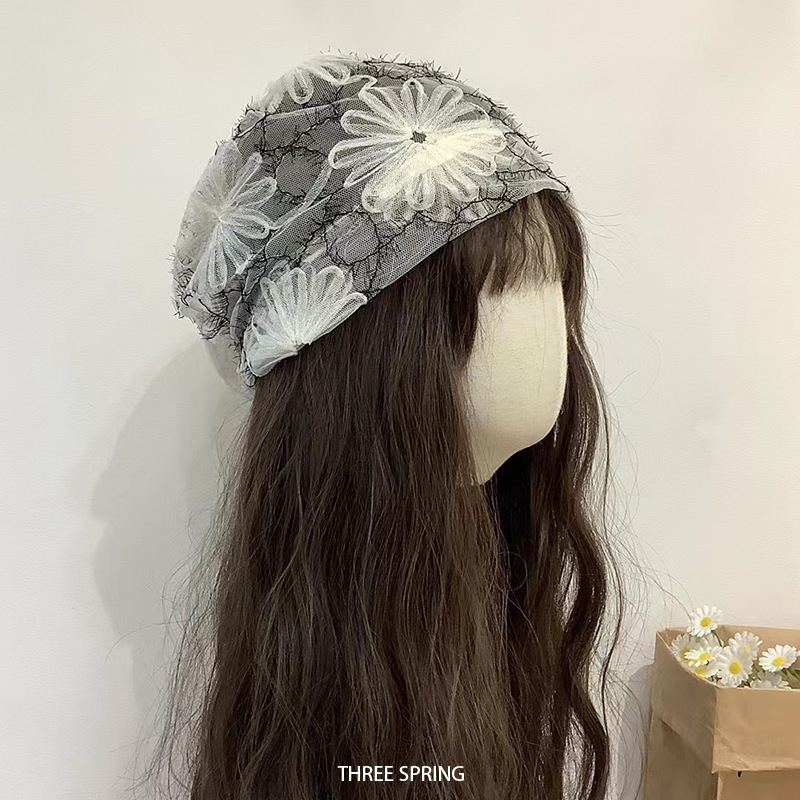 卸売韓国 2025 新作春と秋の薄い花包頭帽子女性の大きな頭囲顔小プルオーバー産後帽子|undefined