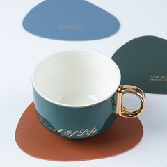 北歐創意不規則咖啡杯墊皮革杯墊PVC防水防油三角桌墊批發