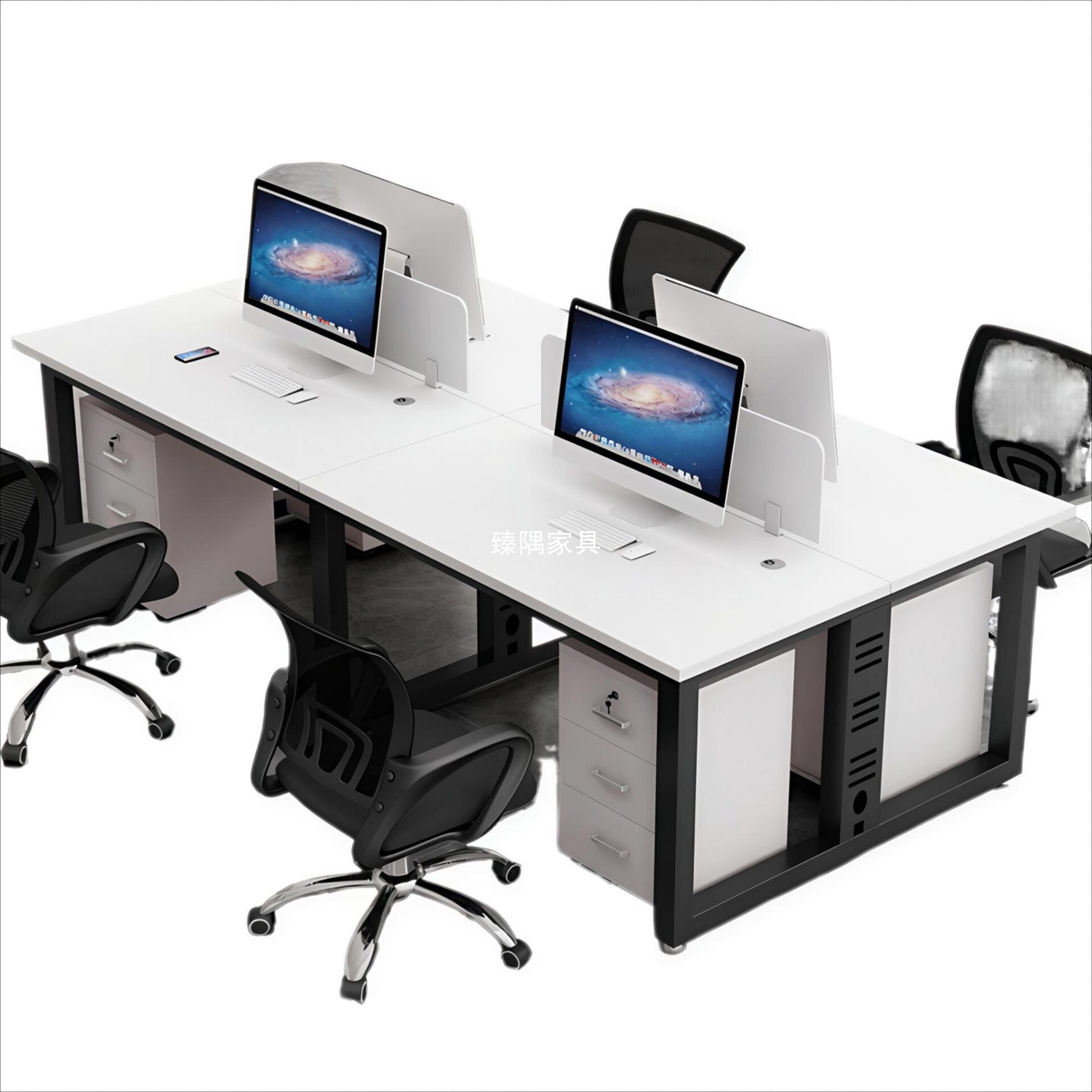 Mesa de escritorio de personal combinación simple mesa de computadora de oficina moderna de cuatro o seis personas tarjeta de pantalla asiento de personal