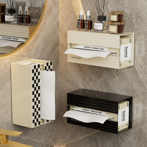 Bathroom tissue box, home living room desktop, multi-functional light luxury wall hanging, punch-free face towel plastic tissue box