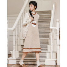 慵懒风圣诞雪人打底裙2025秋冬长款减龄无袖毛呢背心连衣裙两件套