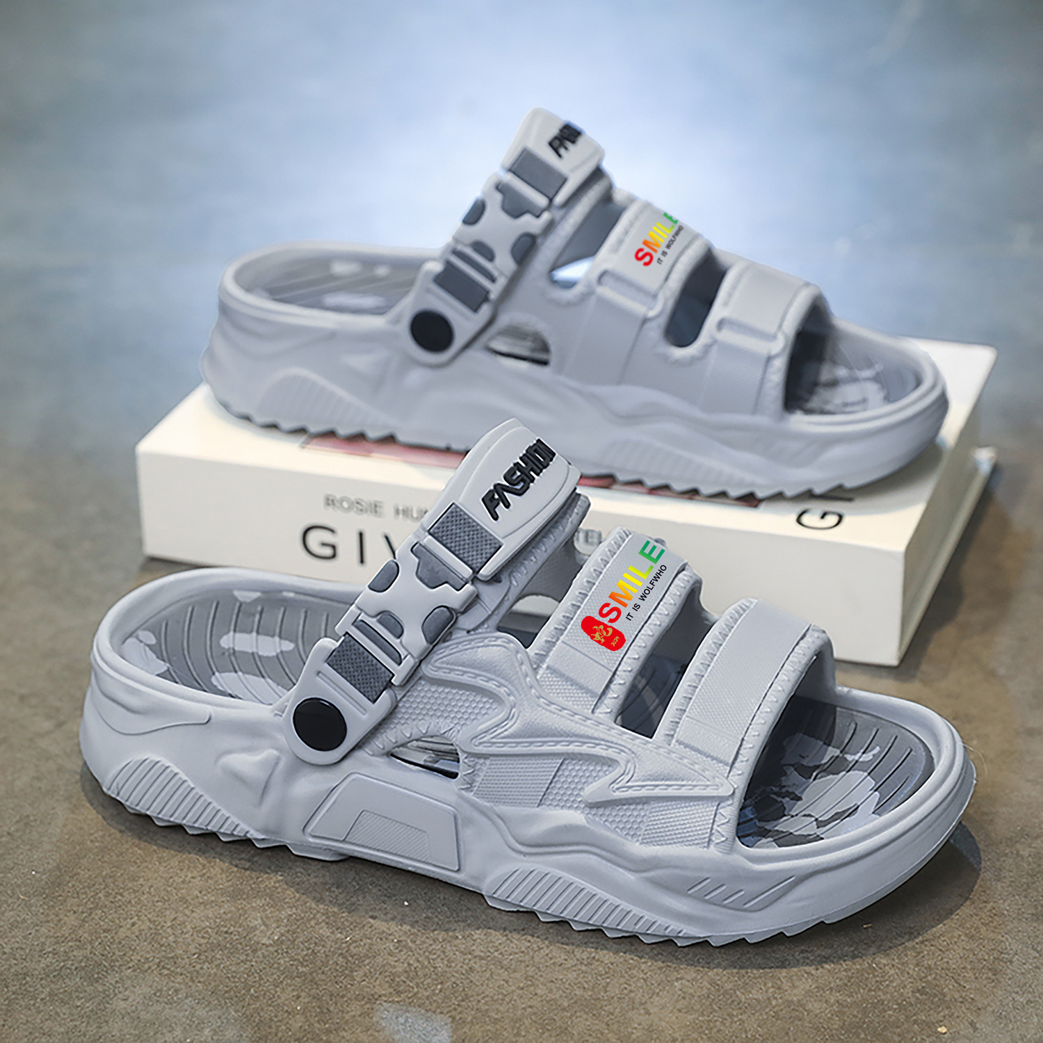 2025 verano nuevo estilo, uso exterior, conducción de doble uso, chanclas, suela gruesa, ejercicio, pisando heces, sandalias de playa, zapatos de hombre, cabello