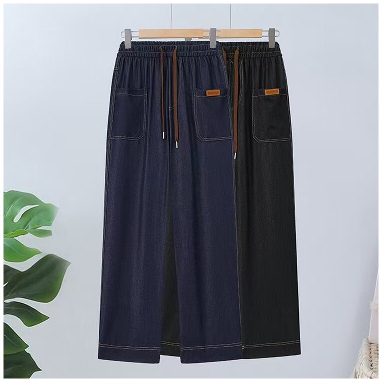 A generation of 2025 summer straight casual jeans new high waist loose thin lace-up wide legs A generation of 2025 summer straight casual jeans new high waist loose thin lace-up wide legs