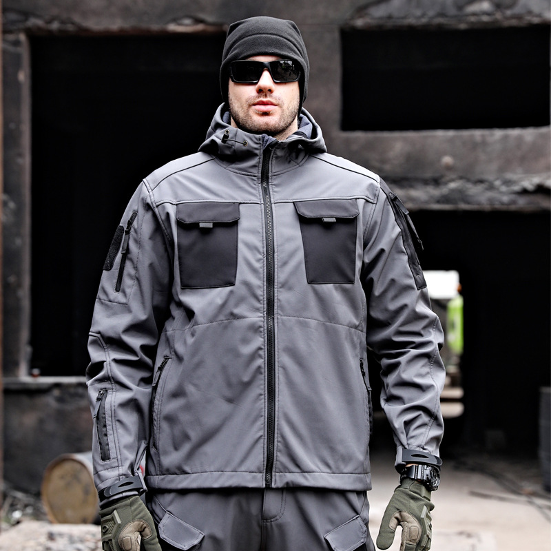 Winter and Autumn Insect Invaders Fleece-lined Thick Windbreaker Sharkskin Soft Shell Tactical Jacket Outdoor Warmth Tactical Jacket