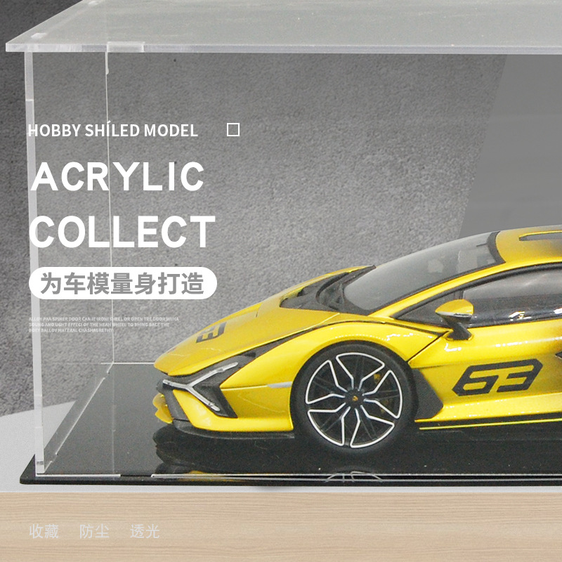 Caja de polvo de modelo de automóvil transfronterizo, modelo de motocicleta, colección transparente, espacio de estacionamiento, colección de garaje, decoración de modelo de automóvil