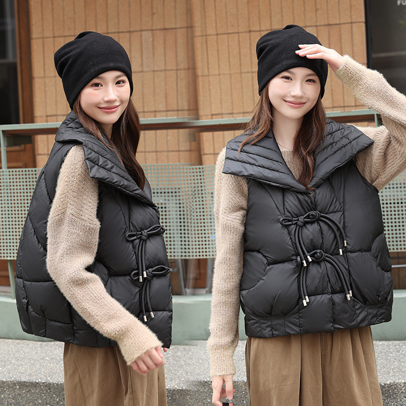 Comercio exterior estilo nacional chaleco de mujer corto 2025 invierno nuevo chaleco de hombro pequeño chaleco de algodón chaqueta de clip de caballo transfronterizo