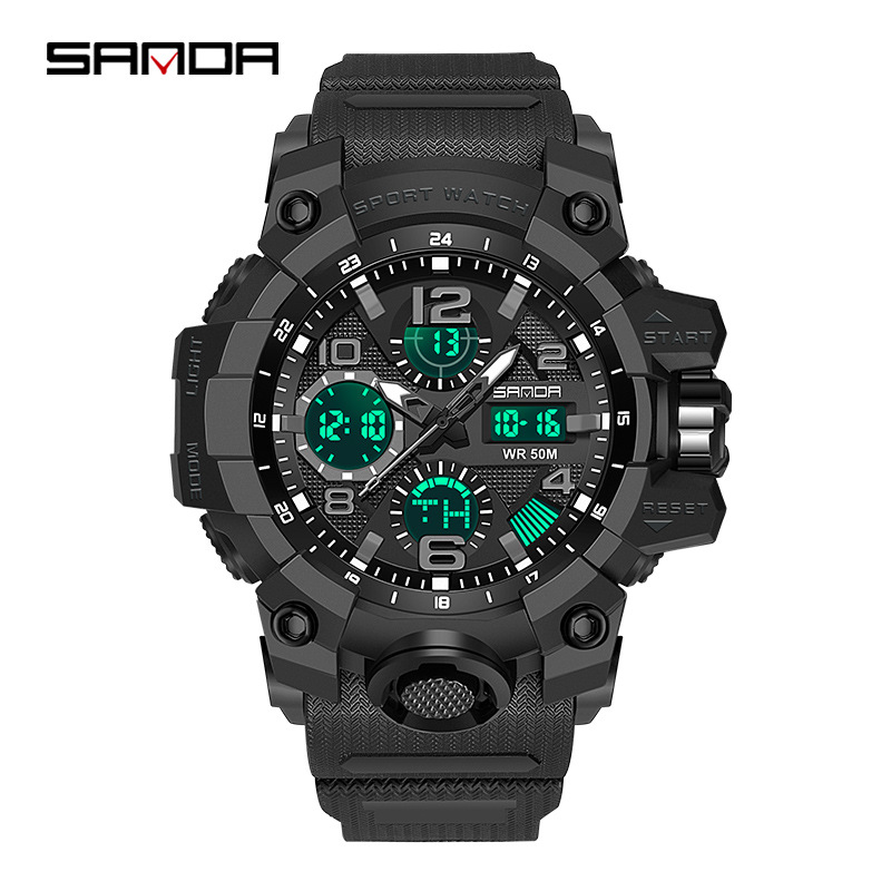 SANDA Nuevos hombres Reloj de moda deportes al aire libre reloj impermeable multifunción cuarzo reloj electrónico hombres