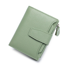 跨境真皮女士钱包短款牛皮多功能钱夹RFID防盗刷零钱包卡包wallet
