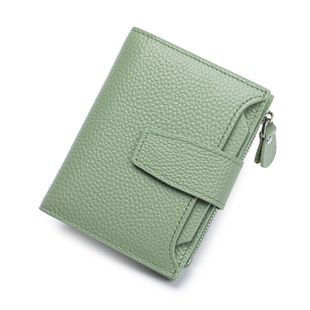 Cross-border Genuine Leather Women's Wallet Short Cowhide Multifunctional Wallet RFID Anti-theft Brush Coin Purse Card Holder wallet