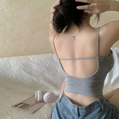日系辣妹新款美背細肩帶女自帶胸墊一體杯背心可外穿百搭內衣女