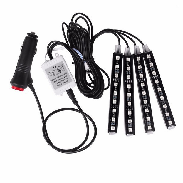 Luz de techo led luz del pie del coche RGB colorido atmósfera luz control remoto inalámbrico LED colorido música ritmo Luz image 5