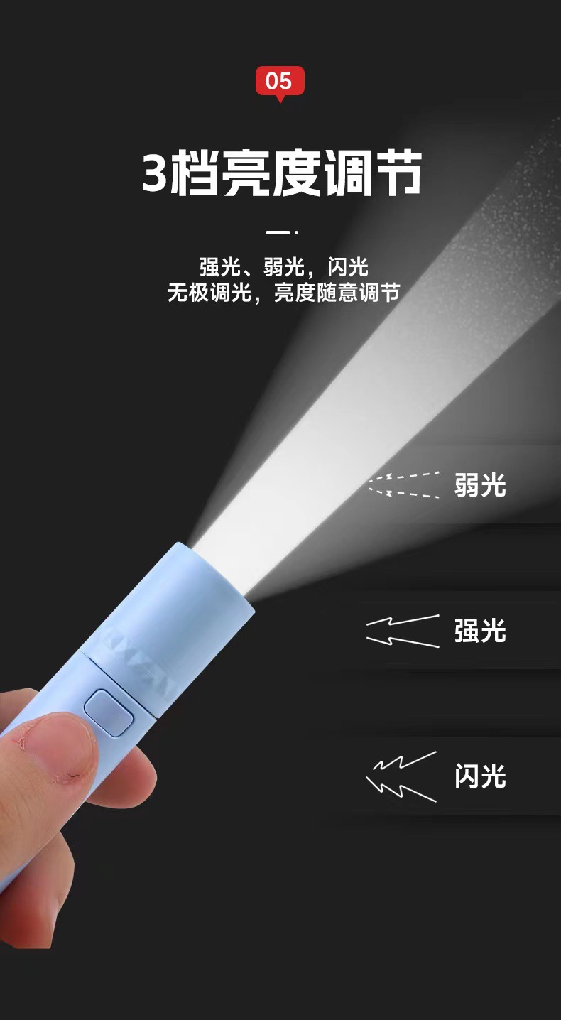 Flashlight with Strong Light, Rechargeable Usb, Outdoor Ultra-Bright Long-Range Home Emergency Light, Special Forces Waterproof Mini Student Flashlight