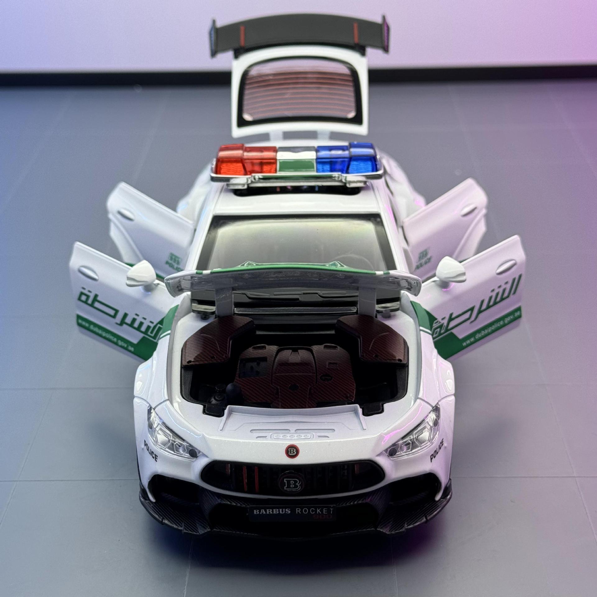 Weili aleación coche modelo 1:24 Babos Oriente Medio versión policía coche tire hacia atrás con sonido y luz juguete coche música decoración colección